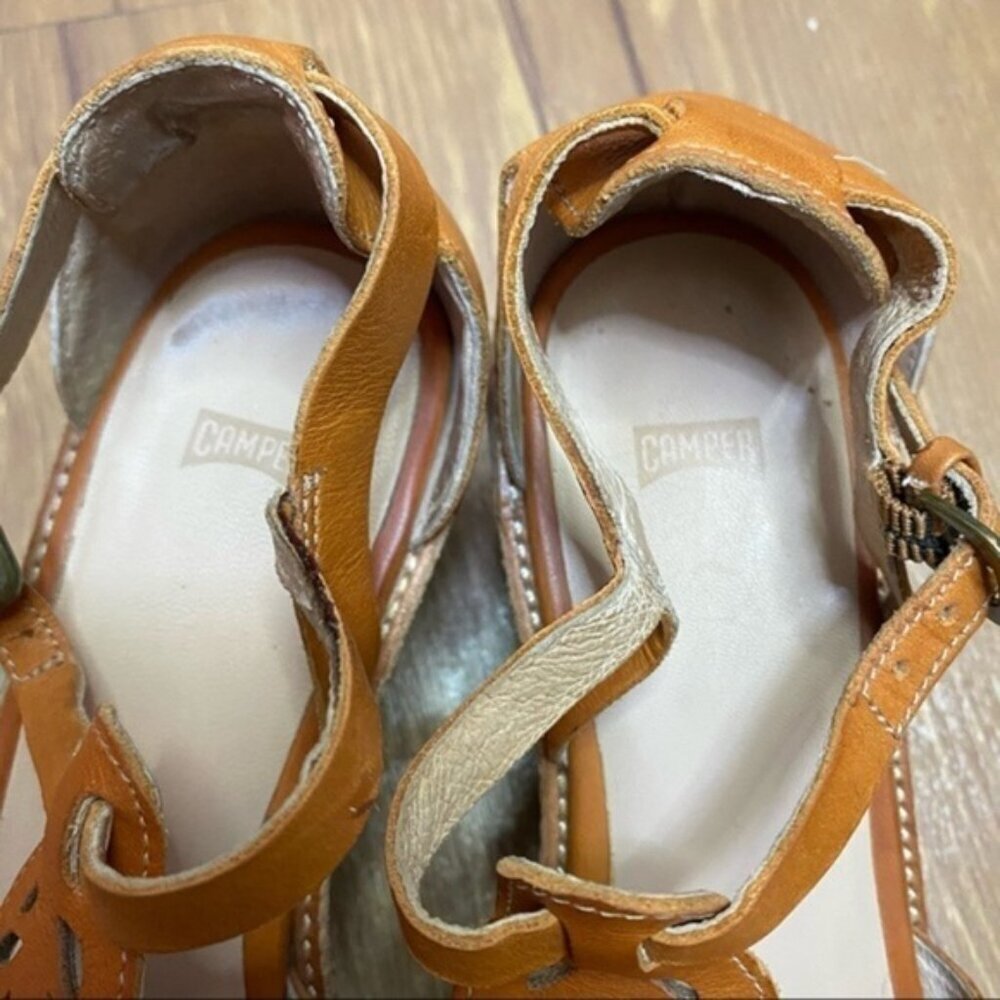 Camper Damas Wedge Sandals Leather Uppers Women Size 37 - Picture 6 of 8